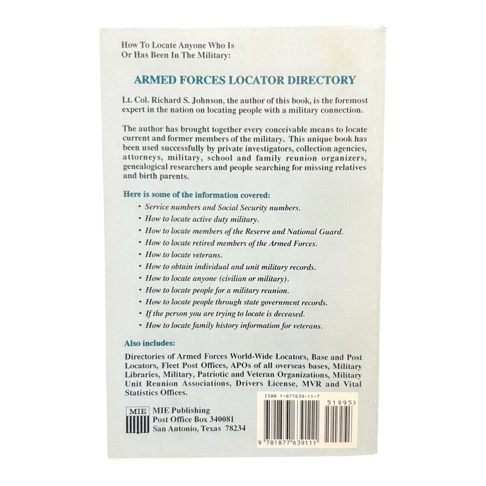 How To Locate Anyone In The Military Armed Forces Locator Directory 5th Ed 1993